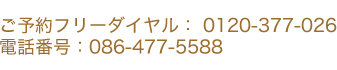 予約専用フリーダイヤル0120-377-026